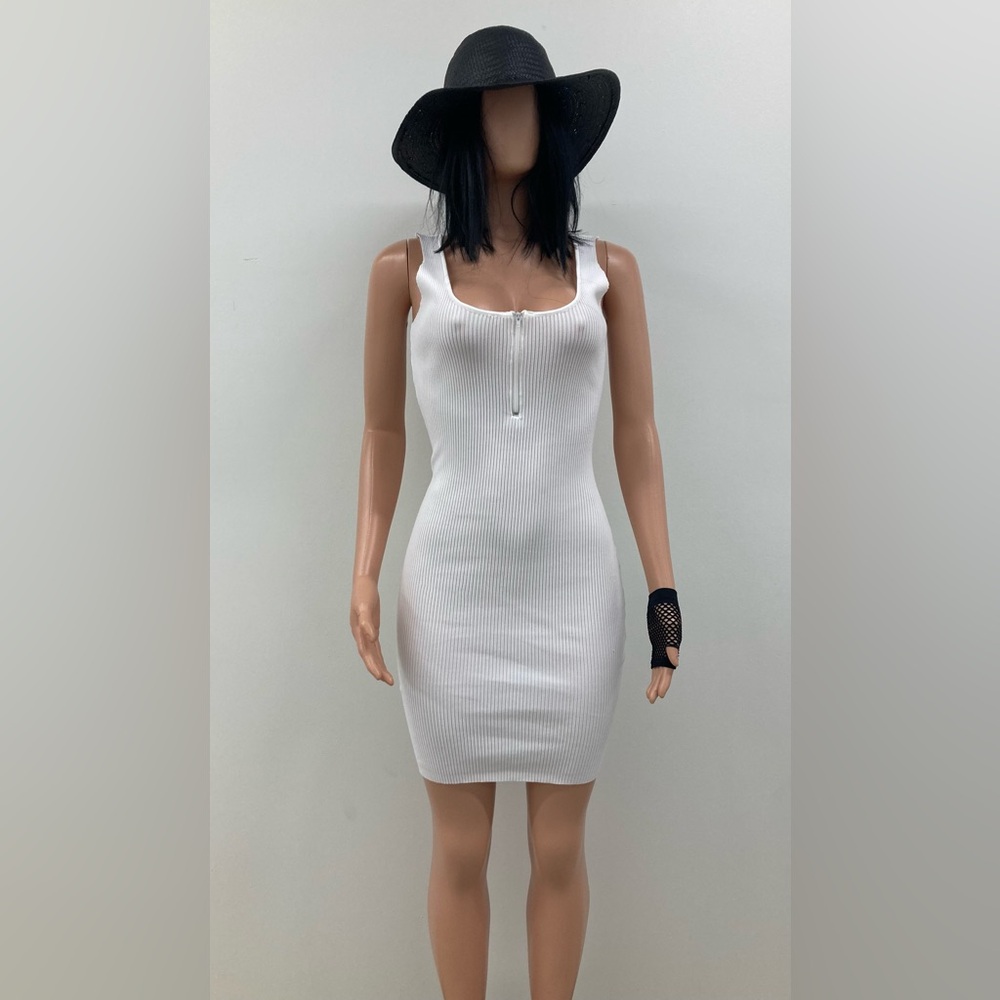 White Sleeveless Bodycon Mini Dress for Casual Nights